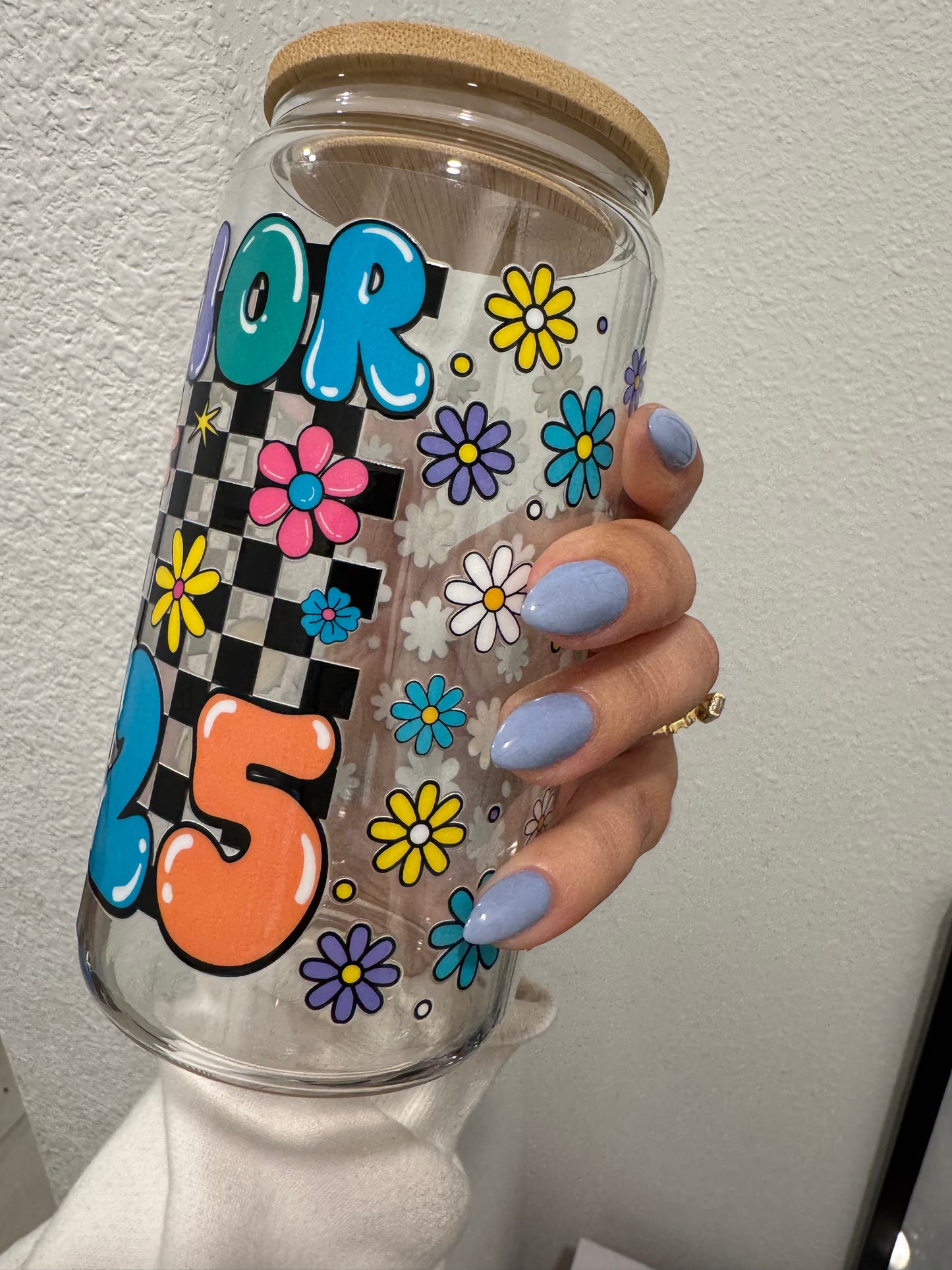 Senior Class of 2025 checkered  UV DTF Wrap Transfer 16oz | No Heat Needed | Waterproof | Permanent Adhesive
