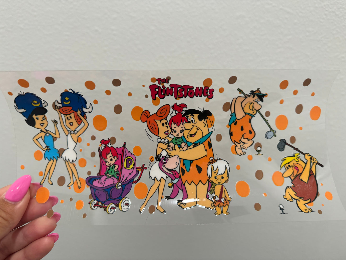 Flintstones Cartoon UV DTF Wrap Transfer 16oz | No Heat Needed | Waterproof | Permanent Adhesive