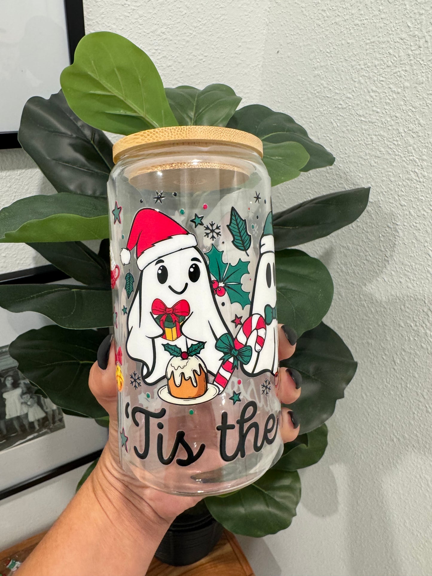 Tis The Season Christmas Ghost UV DTF Wrap Transfer 16oz | No Heat Needed | Waterproof | Permanent Adhesive