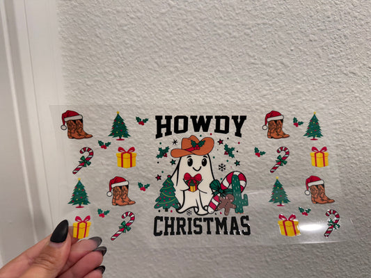 Howdy Christmas Ghost UV DTF Wrap Transfer 16oz | No Heat Needed | Waterproof | Permanent Adhesive