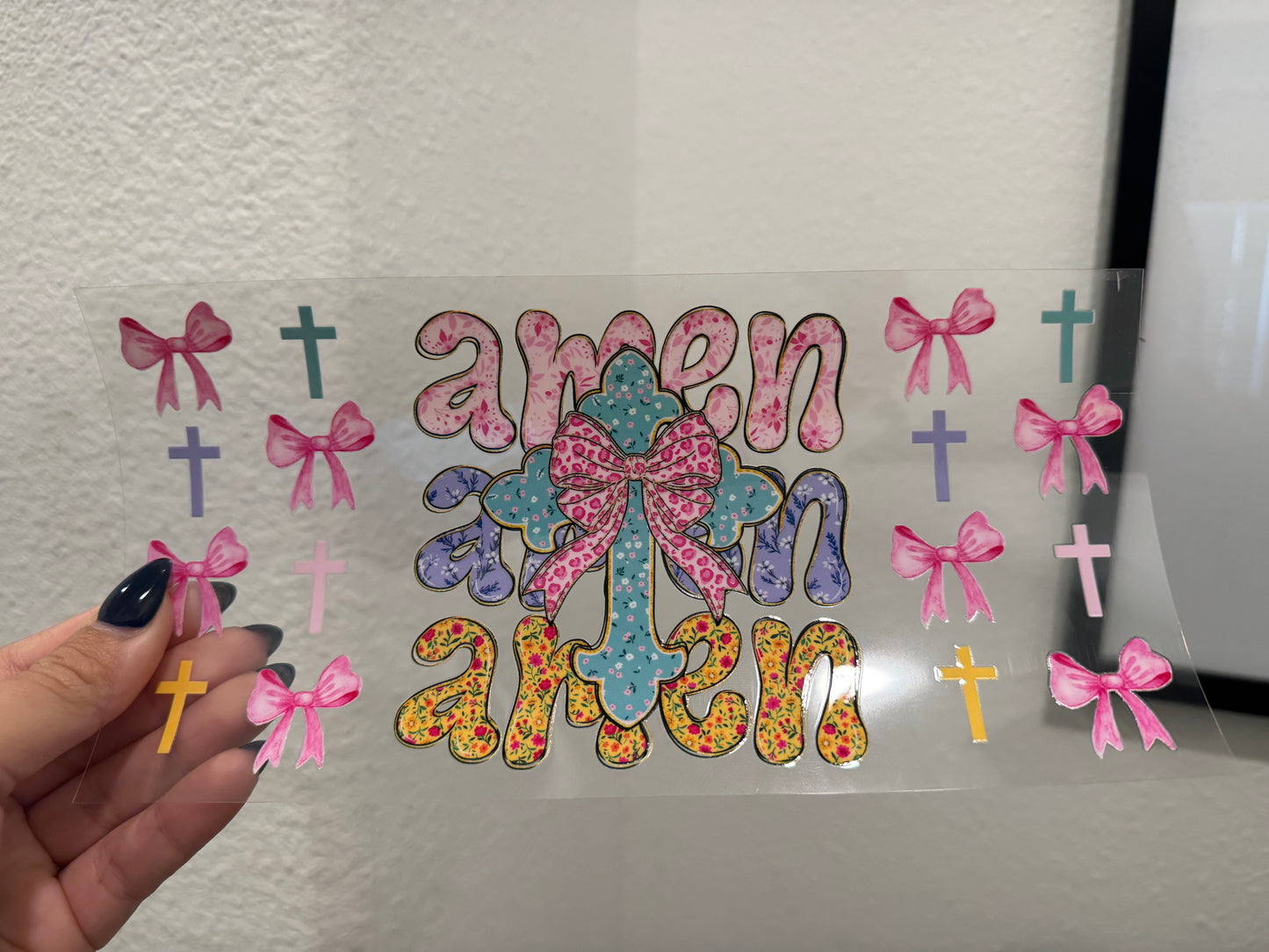Amen Easter Faith UV DTF Wrap Transfer 16oz | No Heat Needed | Waterproof | Permanent Adhesive