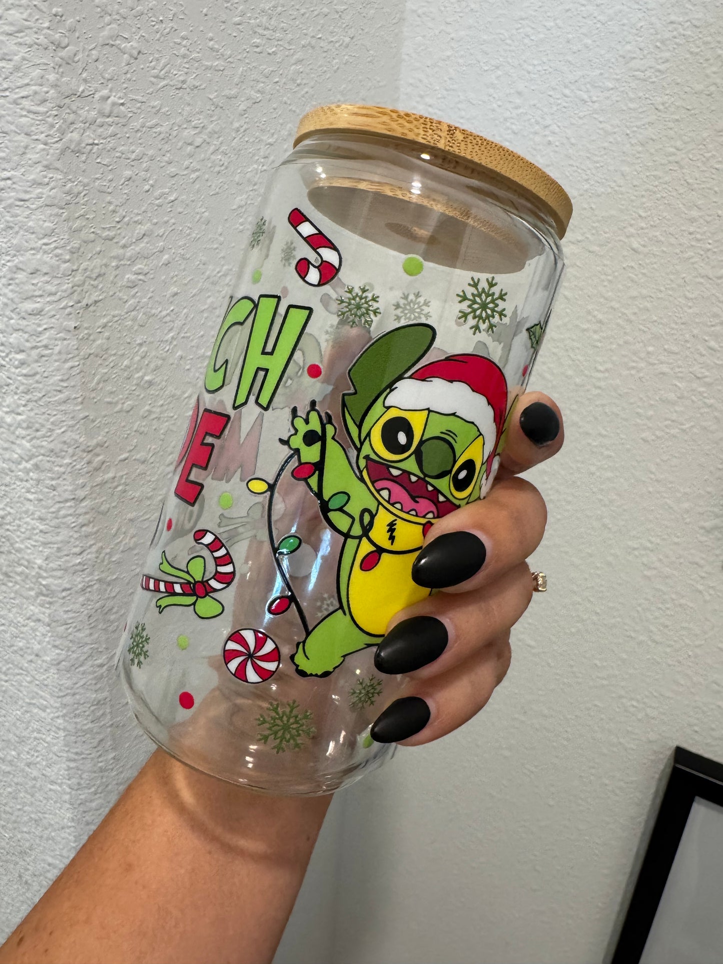 Grinch Mode Stitch Christmas UV DTF Wrap Transfer 16oz | No Heat Needed | Waterproof | Permanent Adhesive