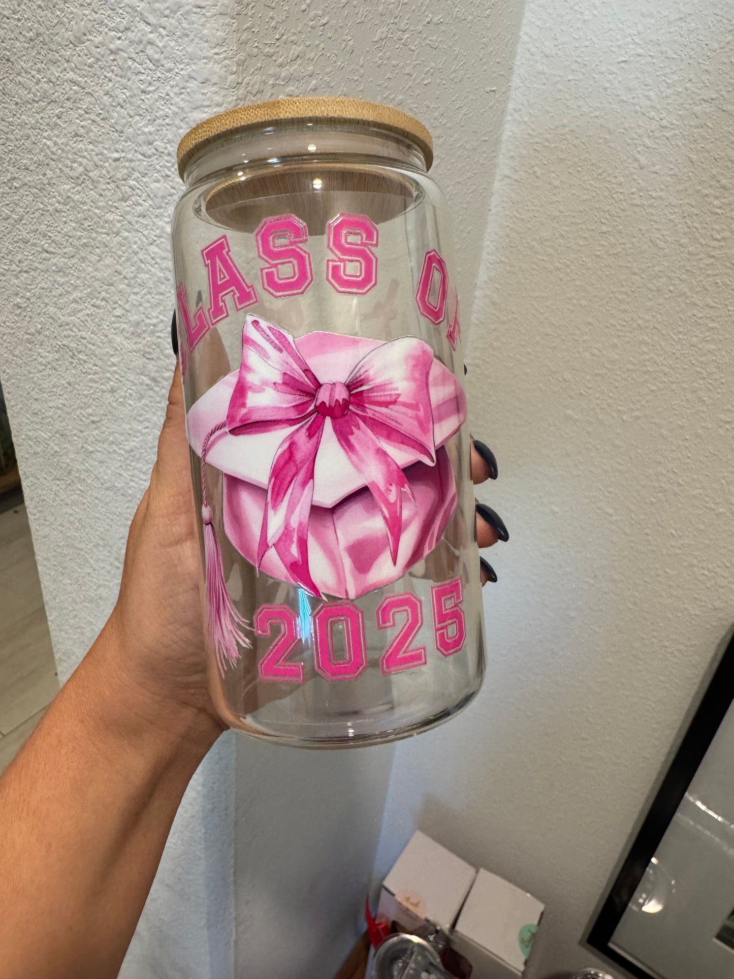 Senior Class of 2025 Pink UV DTF Wrap Transfer 16oz | No Heat Needed | Waterproof | Permanent Adhesive
