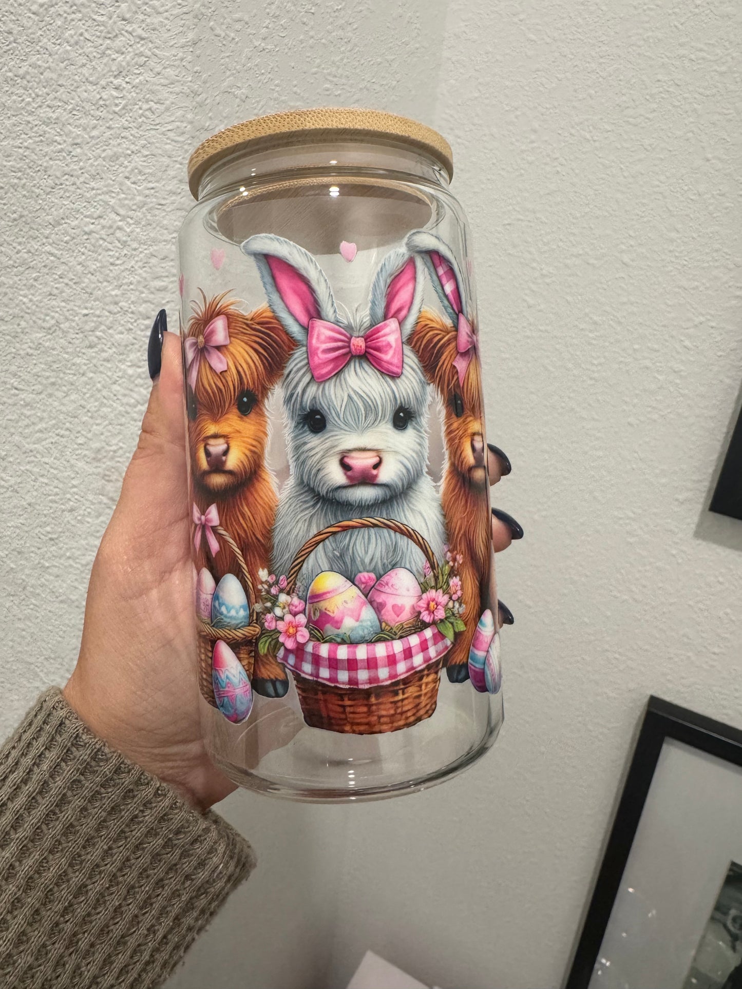 Highland Cow Easter Faith UV DTF Wrap Transfer 16oz | No Heat Needed | Waterproof | Permanent Adhesive