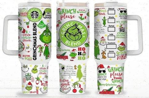 Grinchmas Blend 40 oz Christmas Tumbler with handle