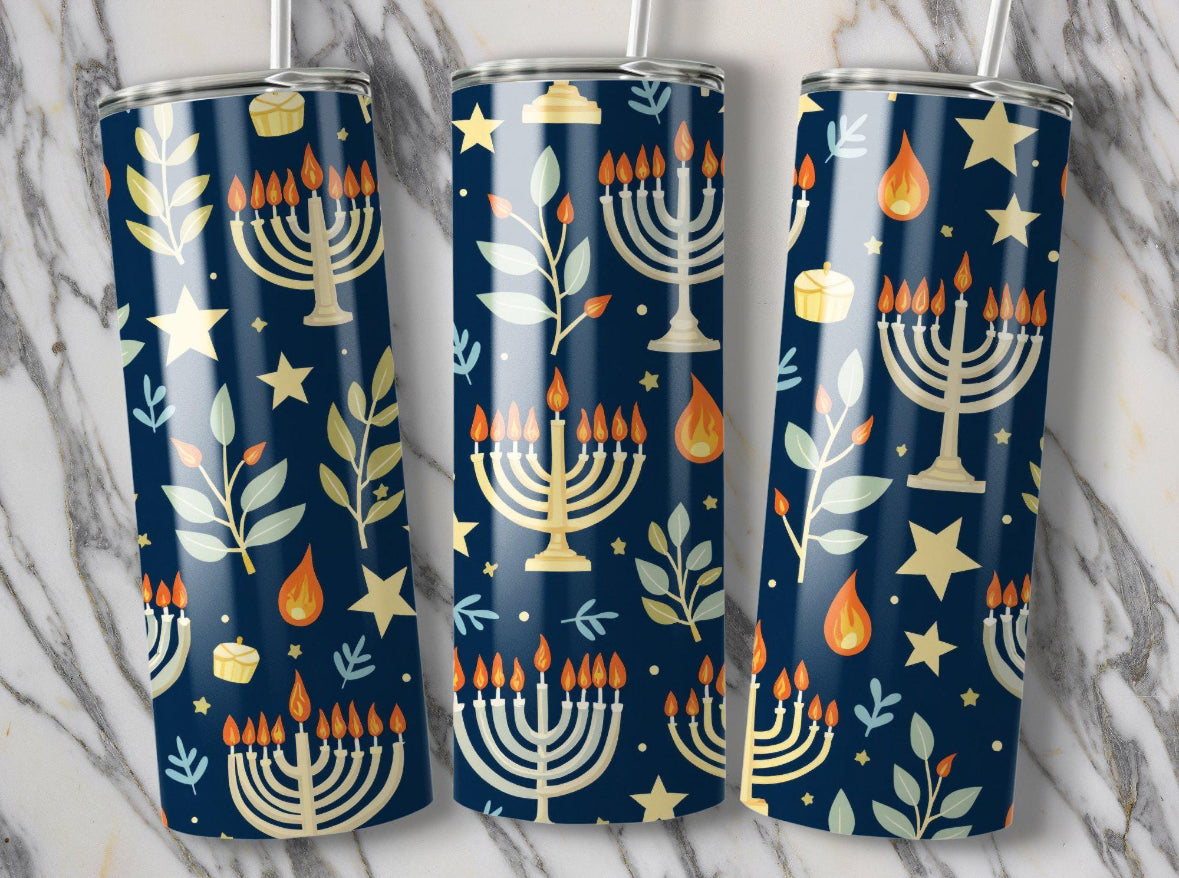 Minorah Hanukkah Israel 20 oz Tumbler