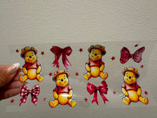 Pooh Bows UV DTF Wrap Transfer 16oz | No Heat Needed | Waterproof | Permanent Adhesive