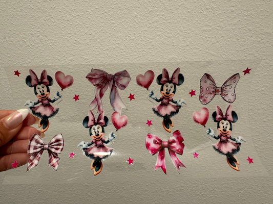 Minnie Mouse Bows UV DTF Wrap Transfer 16oz | No Heat Needed | Waterproof | Permanent Adhesive