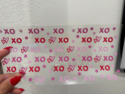 XOXO and Hearts 16oz UV DTF Wrap