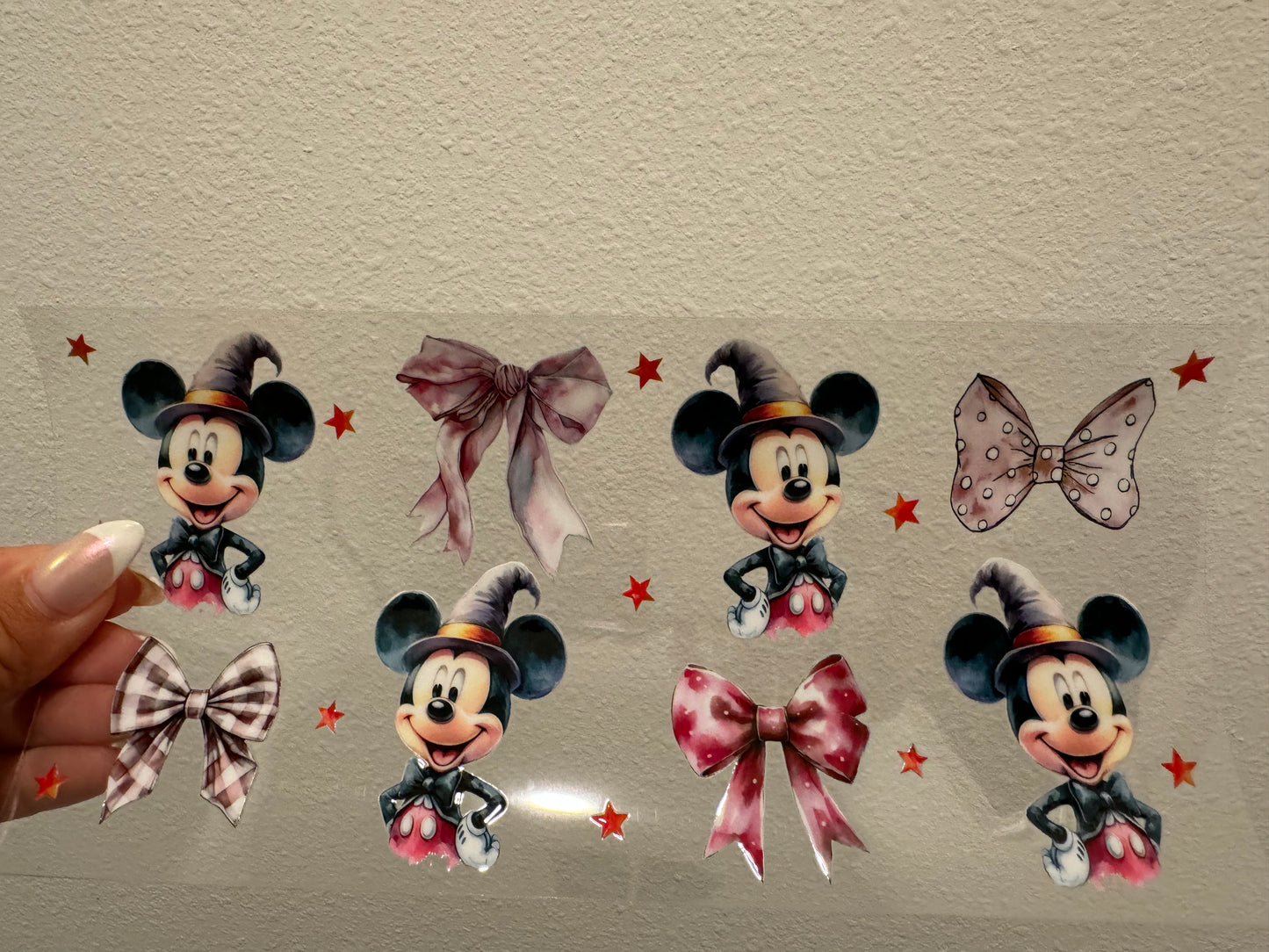 Mickey Mouse Bows UV DTF Wrap Transfer 16oz | No Heat Needed | Waterproof | Permanent Adhesive