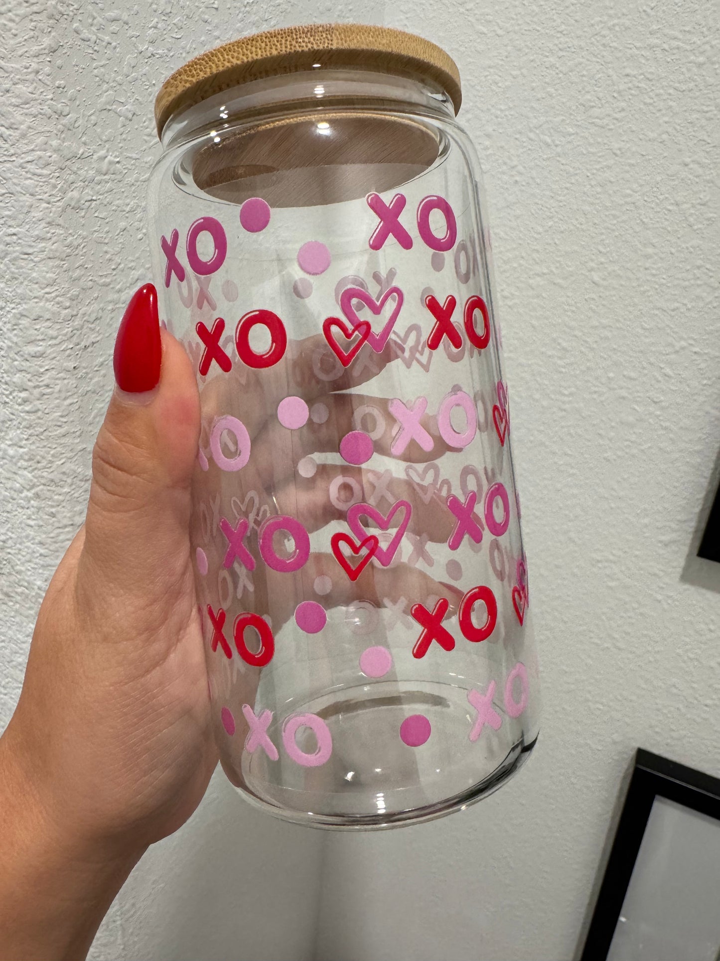 XOXO and Hearts 16oz UV DTF Wrap