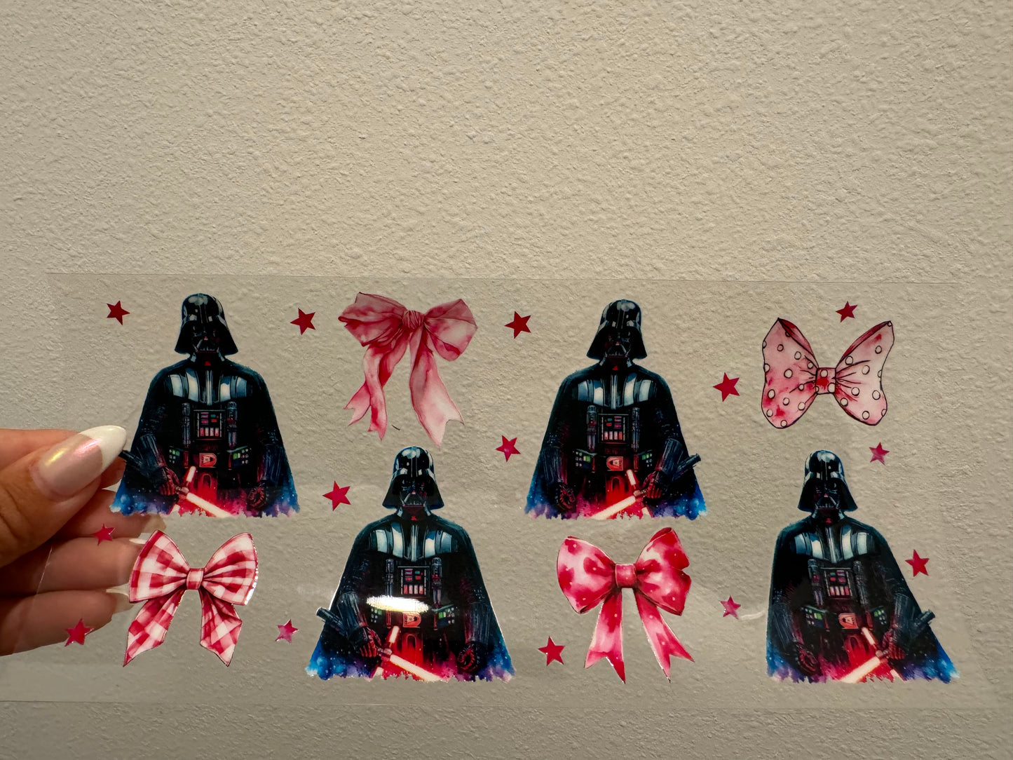 Darth Vader Bows UV DTF Wrap Transfer 16oz | No Heat Needed | Waterproof | Permanent Adhesive