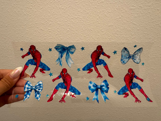 Spider Man Bows UV DTF Wrap Transfer 16oz | No Heat Needed | Waterproof | Permanent Adhesive