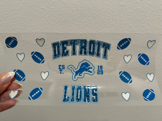 Detroit Lions UV DTF Wrap Transfer 16oz | No Heat Needed | Waterproof | Permanent Adhesive