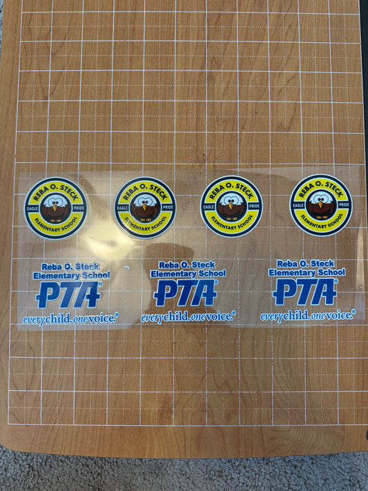 (200) Steck 2in Stickers and (100) PTA Stickers for Raquel