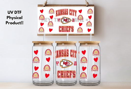 Kansas City Chiefs Rainbows UV DTF Wrap Transfer 16oz | No Heat Needed | Waterproof | Permanent Adhesive