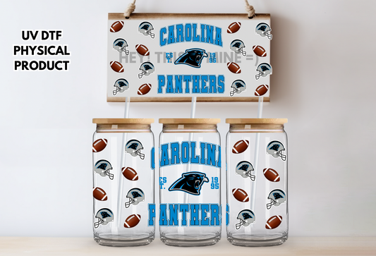 Panthers Footballs and Helmets UV DTF Wrap Transfer 16oz | No Heat Needed | Waterproof | Permanent Adhesive