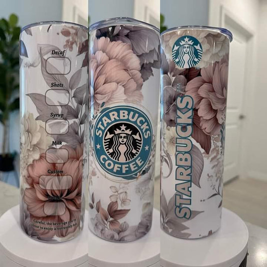 Starbucks Pink Teal Floral 20 oz Tumbler