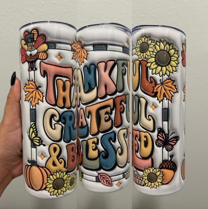 Thankful Grateful and Blessed 20oz Tumbler