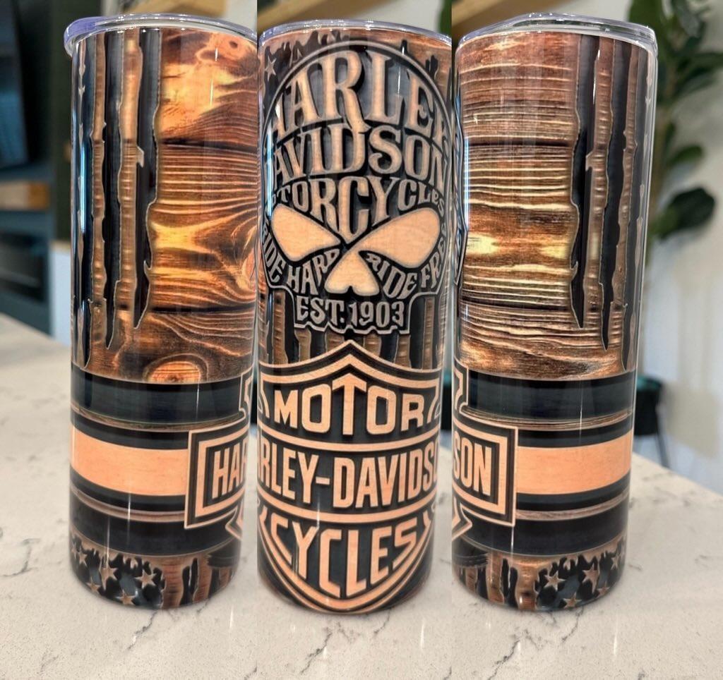 Harley Davidson Wood Grain Cup 20oz Tumbler