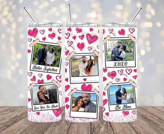 Personalized Couple Photo Collage Valentine's Day 20 oz Inflated Tumbler
