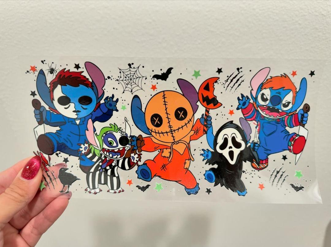 Stitch Halloween UV DTF Wrap Transfer | No Heat Needed | Waterproof | Permanent Adhesive