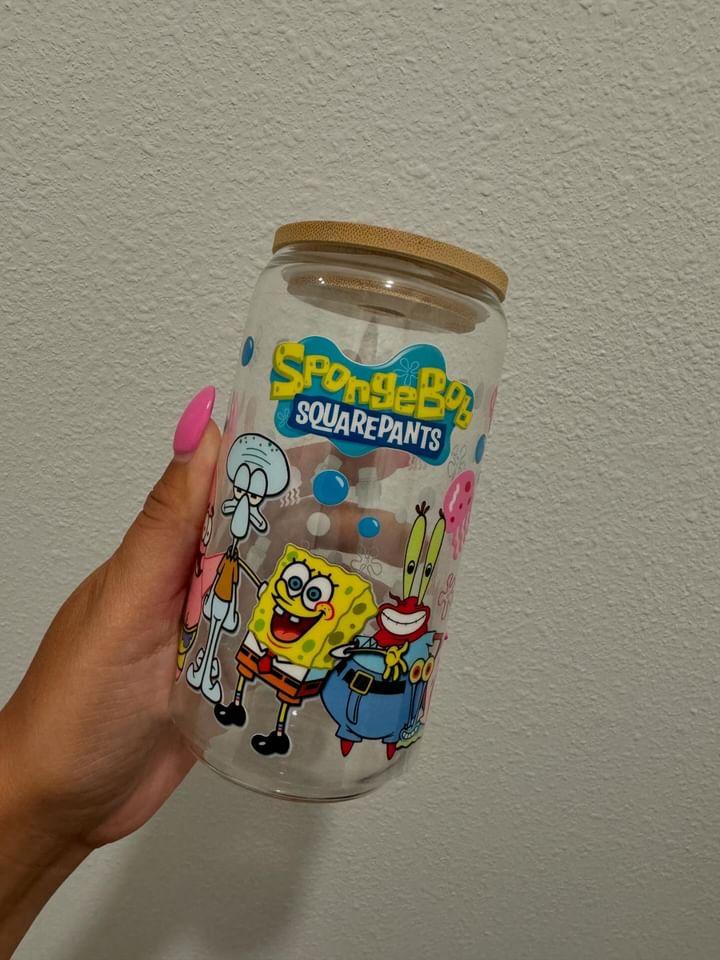 SpongeBob SquarePants Characters Logo UV DTF Wrap Transfer 16oz | No Heat Needed | Waterproof | Permanent Adhesive