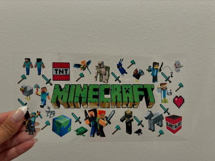 Minecraft UV DTF Wrap Transfer 16oz | No Heat Needed | Waterproof | Permanent Adhesive