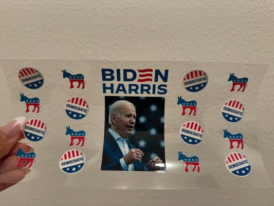 Biden 2024 Democrat UV DTF Wrap Transfer 16oz | No Heat Needed | Waterproof | Permanent Adhesive