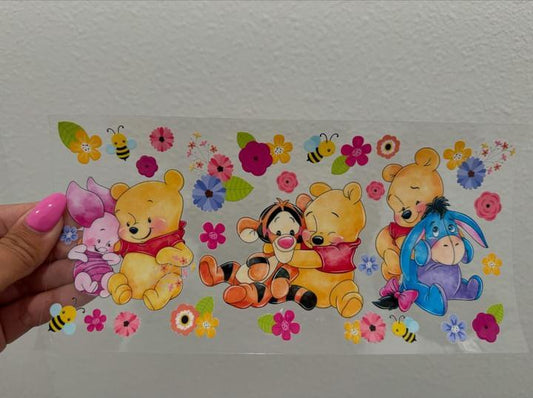 Disney Winnie the Pooh Baby Characters Hugging UV DTF Wrap Transfer 16oz | No Heat Needed | Waterproof | Permanent Adhesive