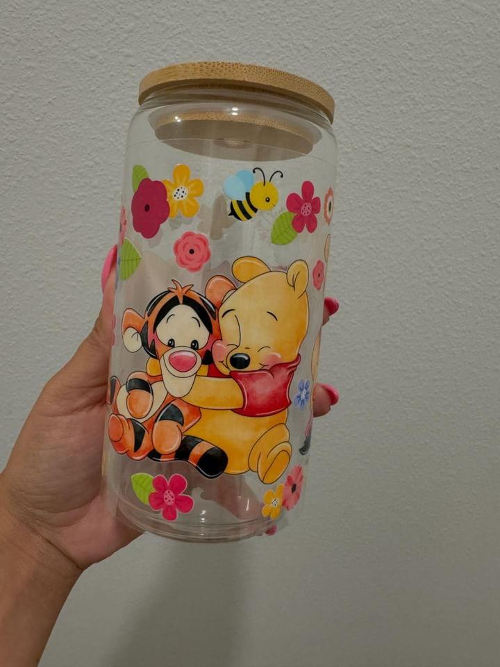 Disney Winnie the Pooh Baby Characters Hugging UV DTF Wrap Transfer 16oz | No Heat Needed | Waterproof | Permanent Adhesive