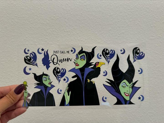 Disney Maleficent Just Call Me Queen UV DTF Wrap Transfer 16oz | No Heat Needed | Waterproof | Permanent Adhesive