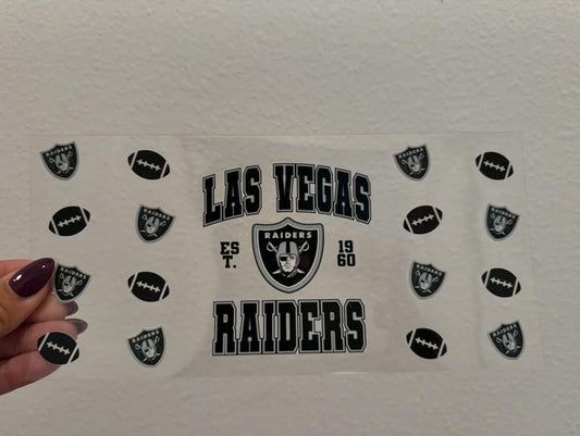 Las Vegas Raiders Football UV DTF Wrap Transfer 16oz | No Heat Needed | Waterproof | Permanent Adhesive