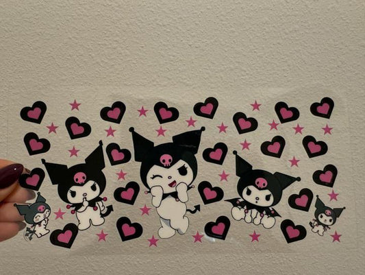 Sanrio Kuromi Kawaii Hello Kitty UV DTF Wrap Transfer 16oz | No Heat Needed | Waterproof | Permanent Adhesive