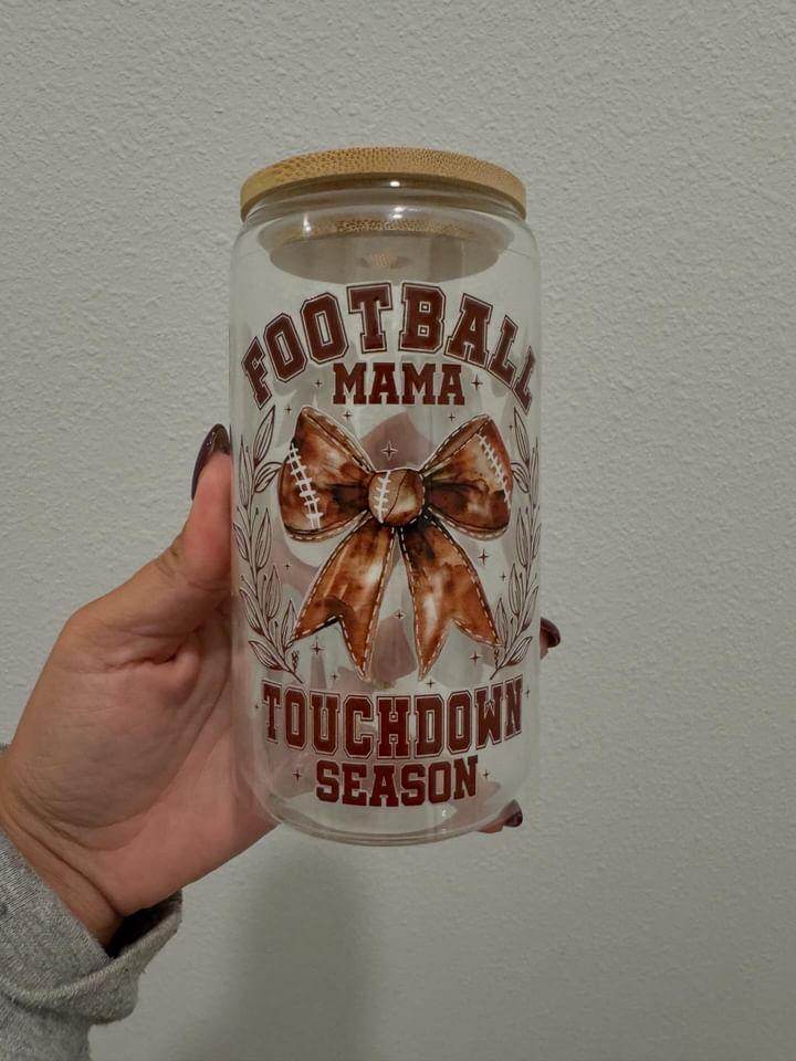 Football Mama Touchdown Season UV DTF Wrap Transfer 16oz | No Heat Needed | Waterproof | Permanent Adhesive