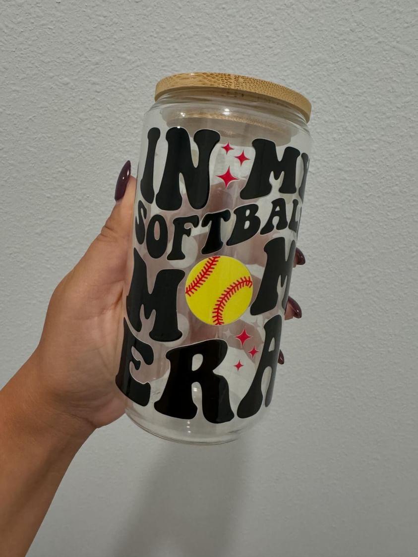 In My Softball Mom Era UV DTF Wrap Transfer 16oz | No Heat Needed | Waterproof | Permanent Adhesive