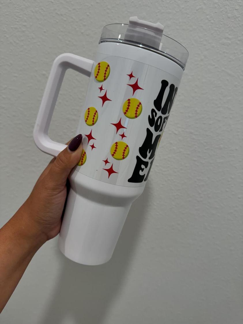 In My Softball Mom Era UV DTF Wrap Transfer 16oz | No Heat Needed | Waterproof | Permanent Adhesive