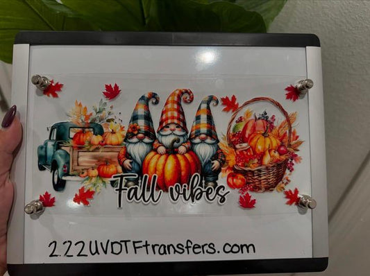 Fall Vibes Gnomes Pumpkins Pickup Truck UV DTF Wrap Transfer 16oz | No Heat Needed | Waterproof | Permanent Adhesive