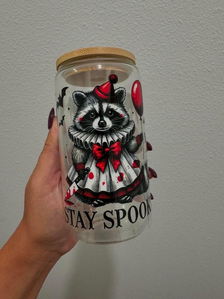 Stay Spooky Raccoon It UV DTF Wrap Transfer 16oz | No Heat Needed | Waterproof | Permanent Adhesive