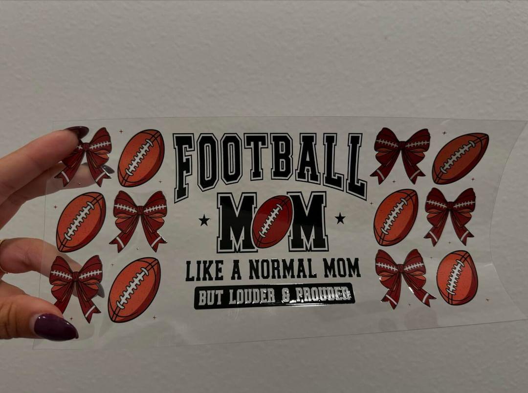 Football Mom UV DTF Wrap Transfer 16oz | No Heat Needed | Waterproof | Permanent Adhesive