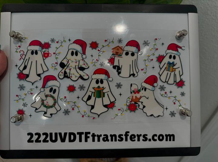 Christmas Boo Sheet Ghost UV DTF Wrap Transfer 16oz | No Heat Needed | Waterproof | Permanent Adhesive