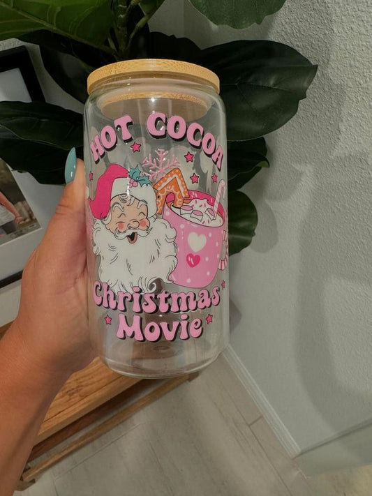 Christmas Hot Cocoa and Christmas Movies UV DTF Wrap Transfer 16oz | No Heat Needed | Waterproof | Permanent Adhesive