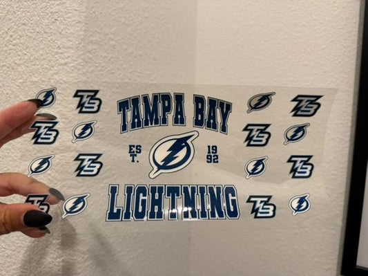 Tampa Bay Lightning Hockey TB Logo UV DTF Wrap Transfer 16oz | No Heat Needed | Waterproof | Permanent Adhesive