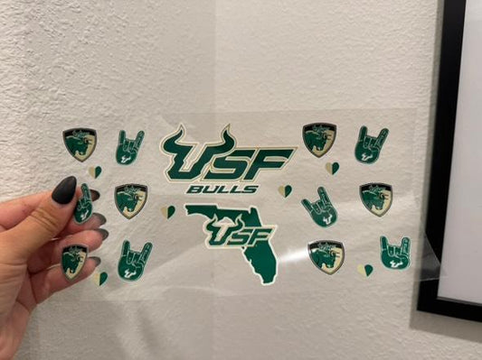 USF Bulls UV DTF Wrap Transfer 16oz | No Heat Needed | Waterproof | Permanent Adhesive