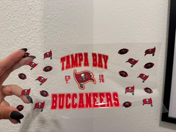 Tampa Bay Buccaneers NFL Football UV DTF Wrap Transfer 16oz | No Heat Needed | Waterproof | Permanent Adhesive