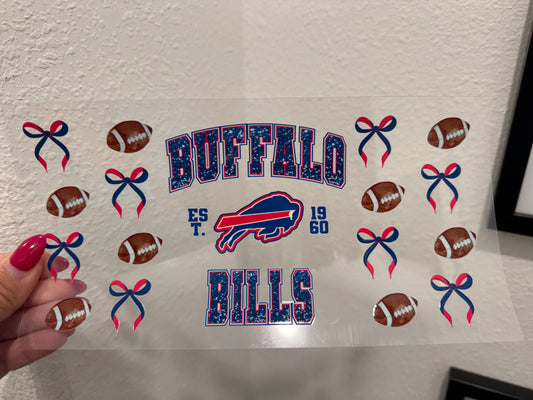 Buffalo Bills Bows UV DTF Wrap Transfer 16oz |No Heat Needed | Waterproof | Permanent Adhesive