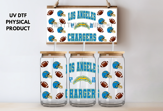 Los Angeles Chargers Helmets UV DTF Wrap Transfer 16oz | No Heat Needed | Waterproof | Permanent Adhesive