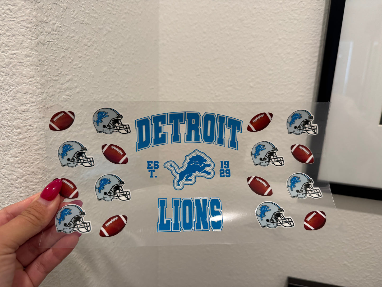 Detroit Lions Helmets UV DTF Wrap Transfer 16oz | No Heat Needed | Waterproof | Permanent Adhesive