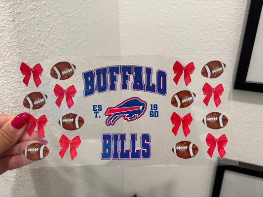 Buffalo Bills Big Bows UV DTF Wrap Transfer 16oz |No Heat Needed | Waterproof | Permanent Adhesive