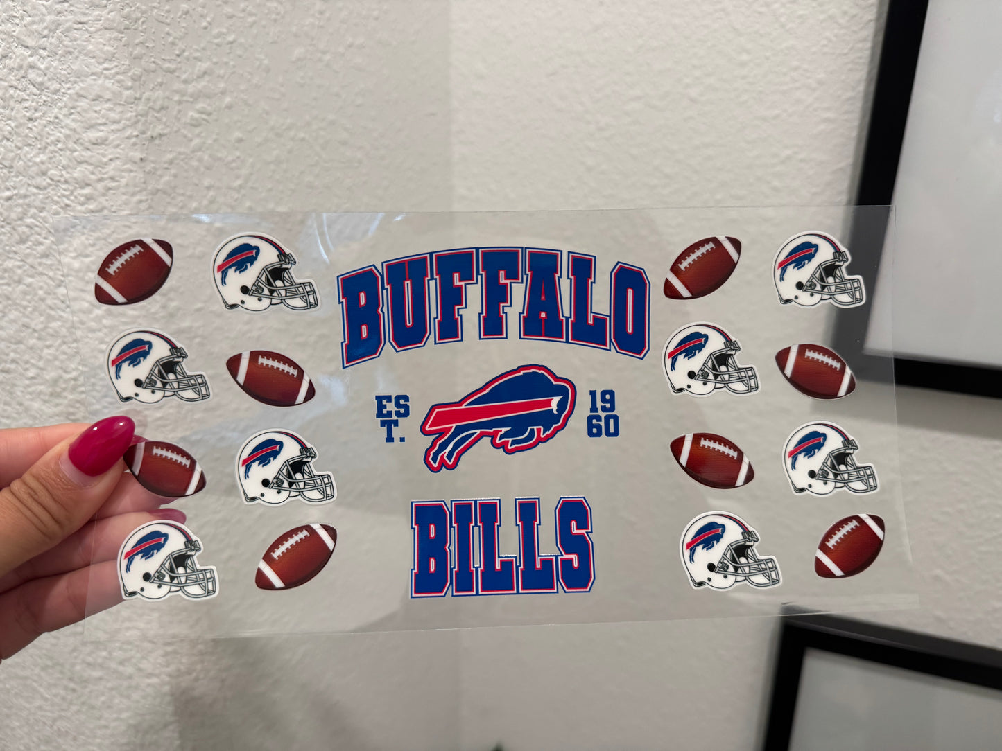 Buffalo Bills Helmets UV DTF Wrap Transfer 16oz |No Heat Needed | Waterproof | Permanent Adhesive